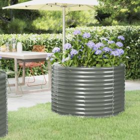 Garden Raised Bed Powder-coated Steel 39.4"x39.4"x26.8" Gray