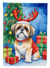 Shih Tzu Christmas Reindeer Garden Flag Mailbox Flag Decorative Yard Flag Banner Outside Patio Artwork Yard Flower Beds, Garden Size, Multicolor