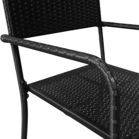 vidaXL Garden Dining Chairs 4 pcs Stackable Black Poly Rattan (Option: As picture)