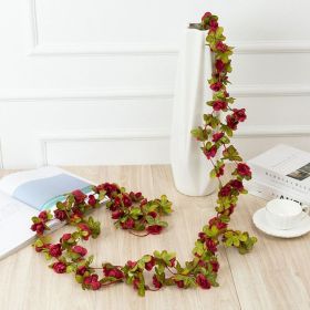 1pc 98.43inch/8.2ft Rose Artificial Flowers; Artificial Flower Christmas Garland; Fake Rose Vine For Wedding Home Room Decoration Spring Autumn G (Color: Wine Red, Quantity: 1pc)