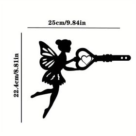 1pc Angel On Branch Steel Silhouette Metal Art Fairy Silhouette Ornament Wall Art Home Garden Yard Patio Outdoor Statue Stake Decoration Perfect (Model: A32)