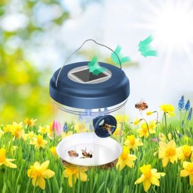 1pc Solar Power Wasp Trap Hanging; Outdoor Bee Trap With UV LED Light; Reusable Trapping Bucket For Insects (Color: Blue, Quantity: 1pcs)