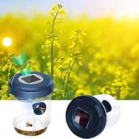 1pc Solar Power Wasp Trap Hanging; Outdoor Bee Trap With UV LED Light; Reusable Trapping Bucket For Insects (Color: Blue, Quantity: 2pcs)