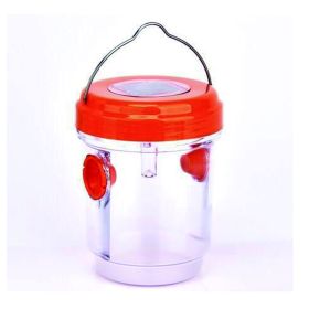 1pc Solar Power Wasp Trap Hanging; Outdoor Bee Trap With UV LED Light; Reusable Trapping Bucket For Insects (Color: Orange, Quantity: 3pcs)