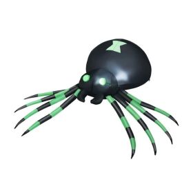 Halloween Inflatable Spider for Outdoor Decorate (Color: Black & Green, Type: Holiday Decor)