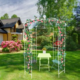 Metal Garden Arch Iron Garden Arbors Gazebo Dia81.3'' x 114.2'' High Birdcage Shape Pergola Pavilion for Wedding Ceremony Outdoor (Color: CREAM WHITE)