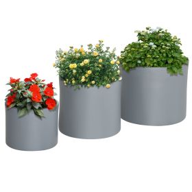 Set of 3 Outdoor Planter Set, 13/11.5/9in, MgO Flower Pots with Drainage Holes, Outdoor Ready & Stackable Plant Pot for Indoor, Entryway, Patio, (Color: as Pic)